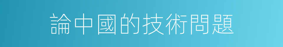 論中國的技術問題的同義詞