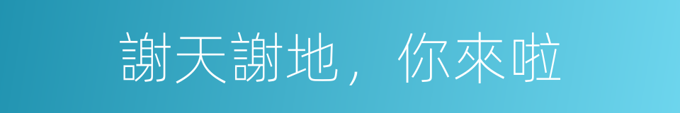 謝天謝地，你來啦的同義詞