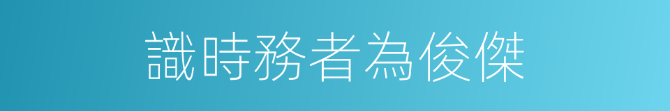 識時務者為俊傑的同義詞