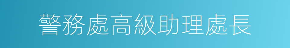 警務處高級助理處長的意思