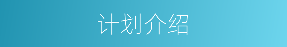 计划介绍的同义词