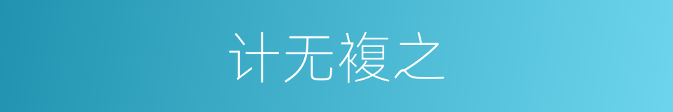 计无複之的同义词