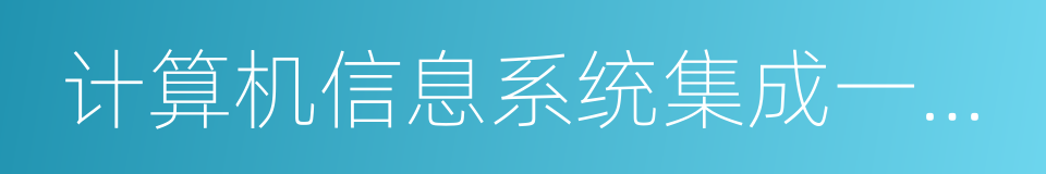 计算机信息系统集成一级资质的同义词