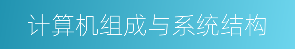 计算机组成与系统结构的同义词
