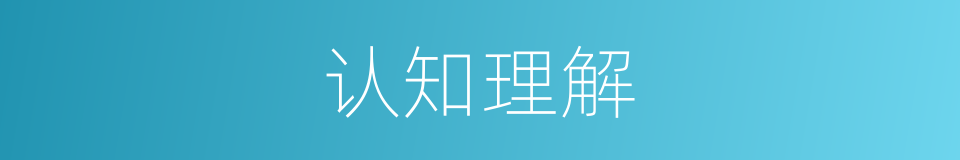 认知理解的意思