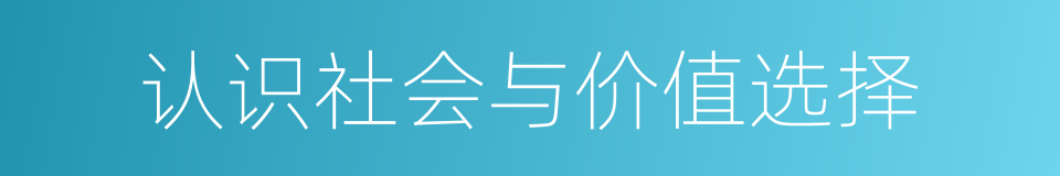 认识社会与价值选择的同义词