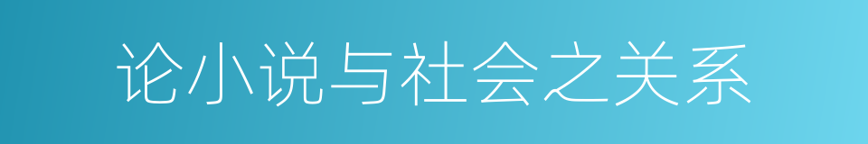 论小说与社会之关系的同义词