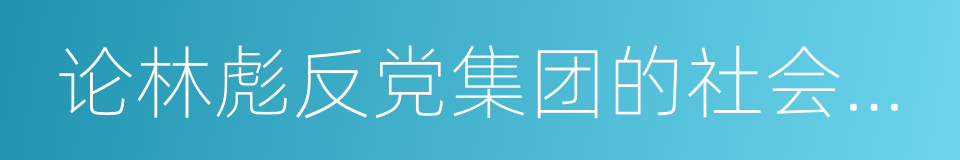 论林彪反党集团的社会基础的同义词