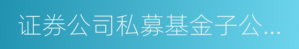 证券公司私募基金子公司管理规范的同义词