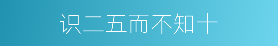 识二五而不知十的意思