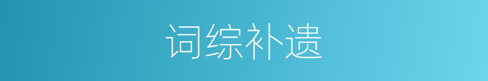 词综补遗的同义词