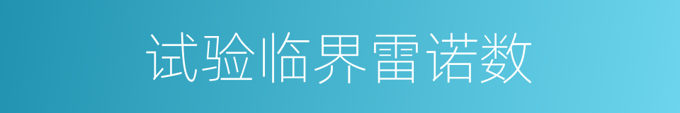 试验临界雷诺数的同义词
