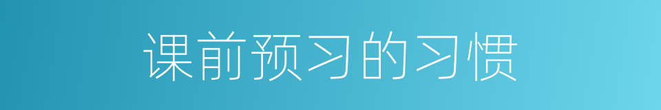 课前预习的习惯的同义词