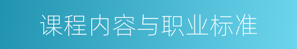 课程内容与职业标准的同义词