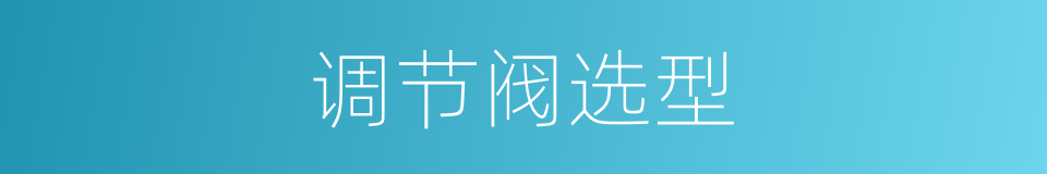 调节阀选型的同义词