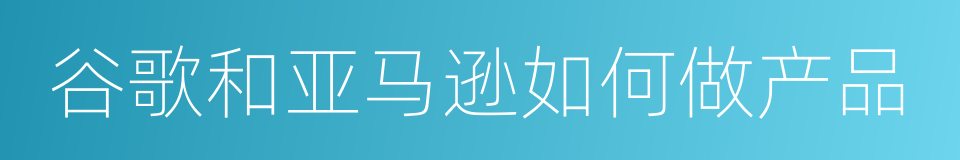谷歌和亚马逊如何做产品的同义词