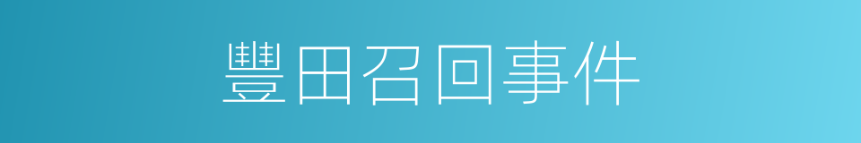 豐田召回事件的同義詞