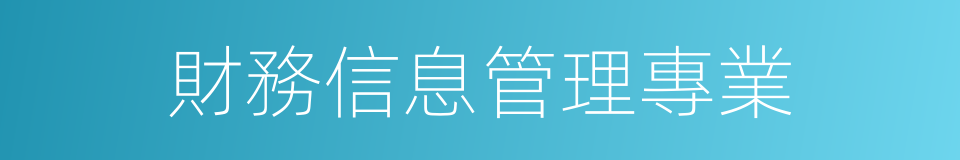 財務信息管理專業的同義詞