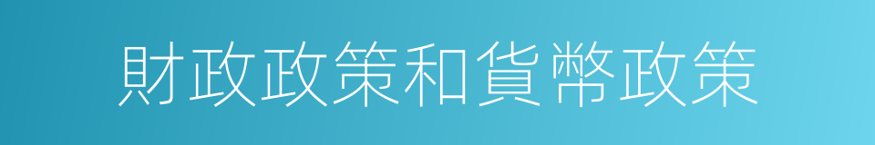 財政政策和貨幣政策的同義詞