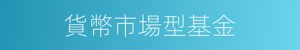 貨幣市場型基金的同義詞
