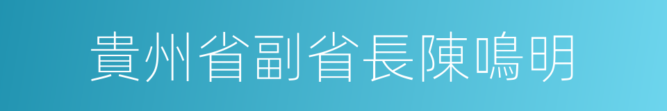 貴州省副省長陳鳴明的同義詞