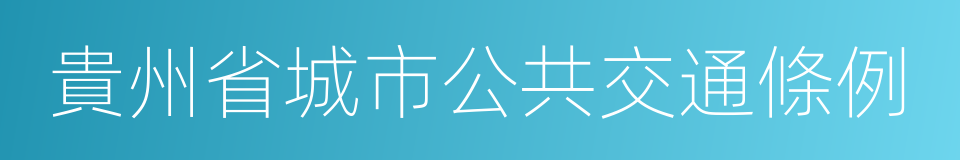 貴州省城市公共交通條例的同義詞