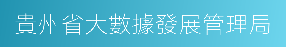 貴州省大數據發展管理局的同義詞