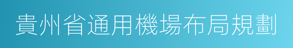 貴州省通用機場布局規劃的同義詞