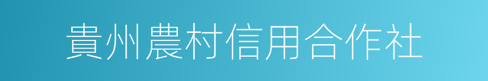 貴州農村信用合作社的同義詞