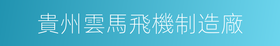 貴州雲馬飛機制造廠的同義詞