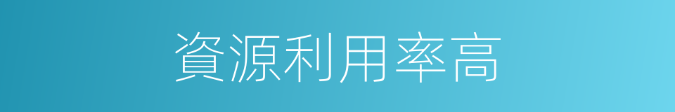 資源利用率高的同義詞