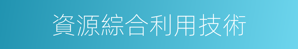 資源綜合利用技術的同義詞