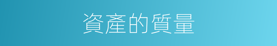 資產的質量的同義詞