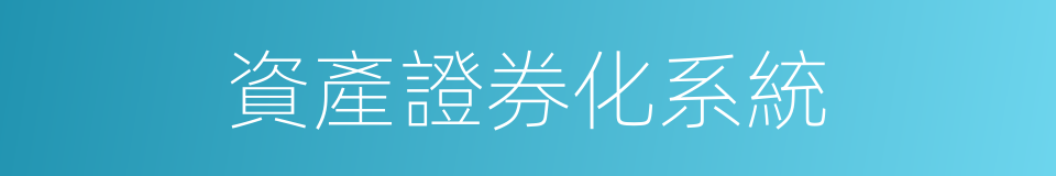 資產證券化系統的同義詞