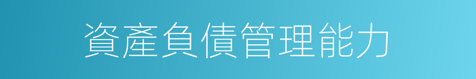 資產負債管理能力的同義詞