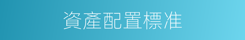 資產配置標准的同義詞