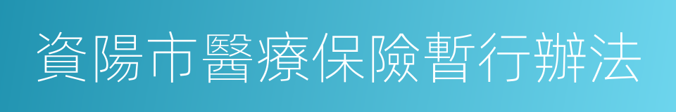 資陽市醫療保險暫行辦法的同義詞