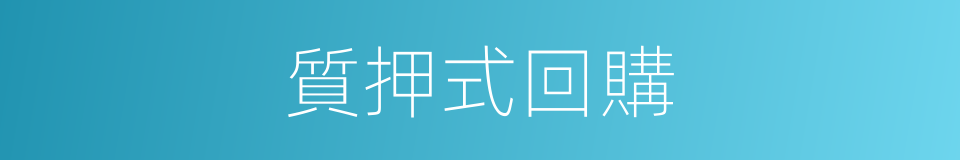 質押式回購的同義詞