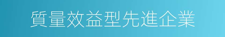 質量效益型先進企業的同義詞