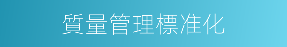 質量管理標准化的同義詞