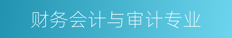 财务会计与审计专业的意思