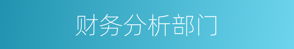 财务分析部门的同义词