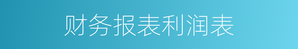 财务报表利润表的同义词