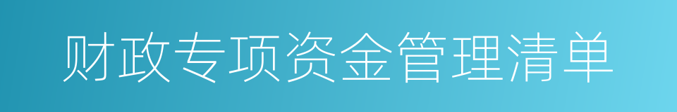 财政专项资金管理清单的同义词