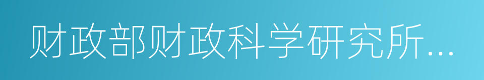 财政部财政科学研究所所长贾康的同义词