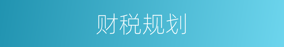 财税规划的同义词