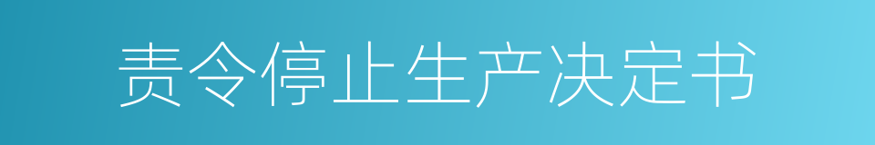 责令停止生产决定书的同义词