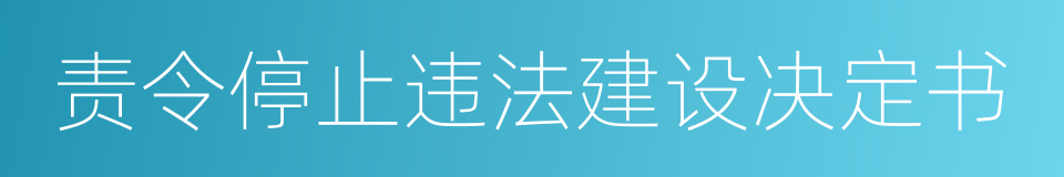 责令停止违法建设决定书的同义词