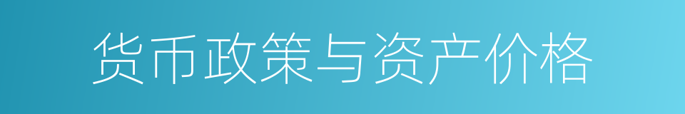 货币政策与资产价格的同义词