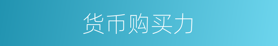 货币购买力的同义词